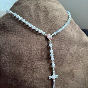 Elegant Silver Beaded Rosary